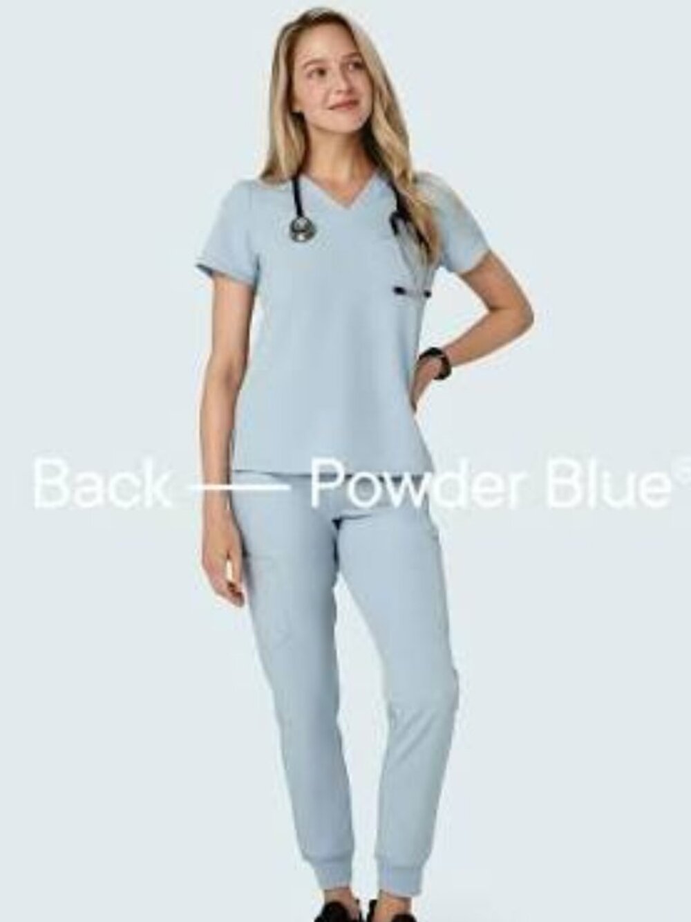 Mandala Powder Blue Scrub Set (XS top, SP joggers)